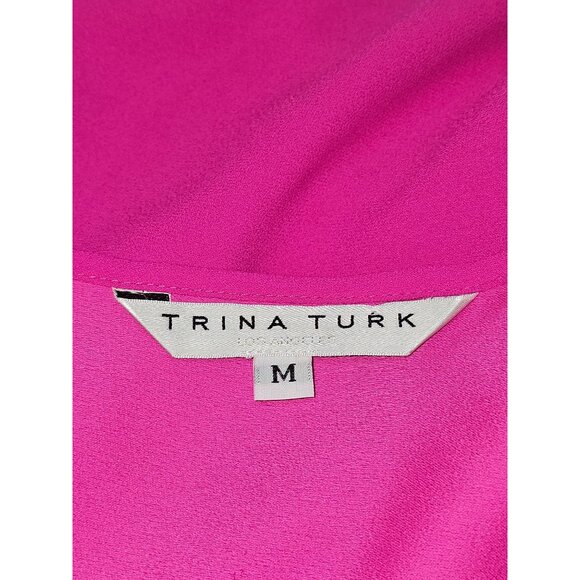 Trina Turk Women's Hot Pink Asymmetrical Off-Shoulder Draped Dress Size M 2577 - Picture 9 of 12